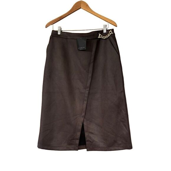 MARC NEW YORK ANDREW MARC Brown Skirt Golden Chain Detail size medium new - Picture 1 of 12